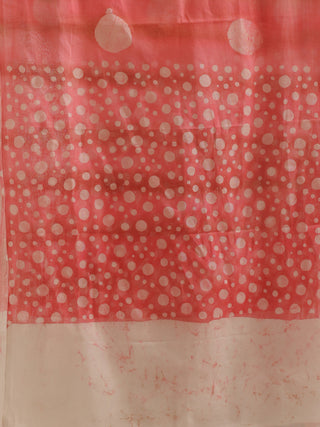 Rose Pink Polka Dot  Pure Mul Cotton Batik Stole