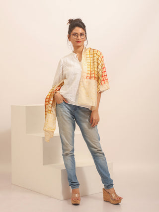 Sunset Grid Batik Pure Silk Stole