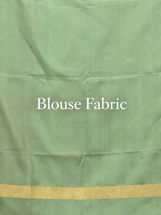 Antique Gold and Sage Green Pure Kanchipuram Soft Silk Saree with Woven Floral Motifs