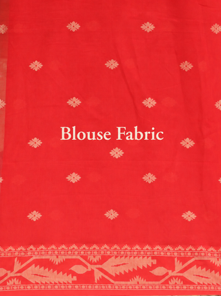 Vibrant Red Bengal Pure Cotton Powerloom Saree with Jamdani Weaving