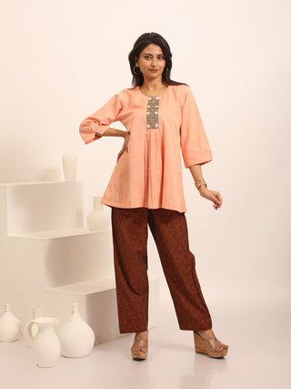 Peach Andhra Handloom Cotton Top