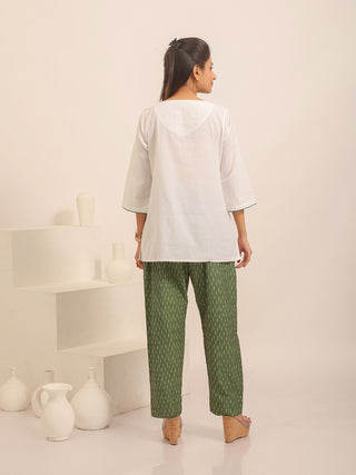 Off-White Hand-Embroidered Pure Andhra Cotton Top