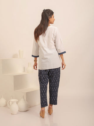 White Pure Andhra Cotton Hand-Painted Top