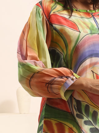 Multicolour Vibrant Crepe Silk Hand-Painted Top