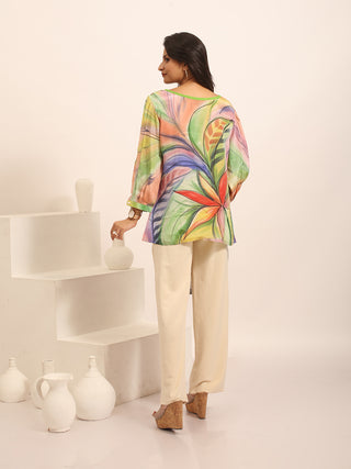 Multicolour Vibrant Crepe Silk Hand-Painted Top