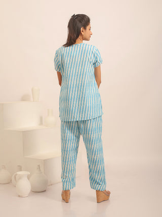 Sky Blue Ikkat Cotton Top