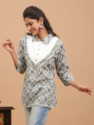 Pure Sanganeri Cotton Top with a Hakoba Yoke