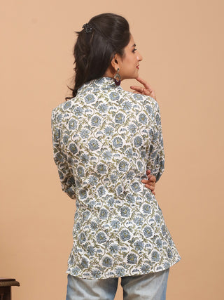 Pure Sanganeri Cotton Top with a Hakoba Yoke