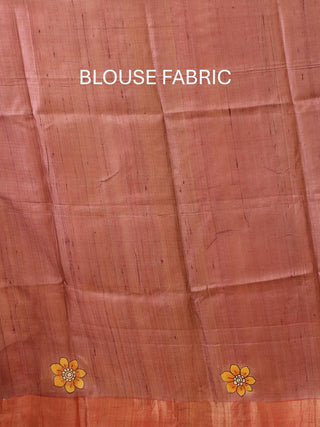 Black Base Zari Tussar Silk Saree With Kalamkari Inspired Hand Painting
