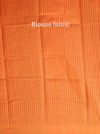 Bluish Grey Bhagalpuri Handwoven Pure Dupion Silk Saree With Orange Pallu