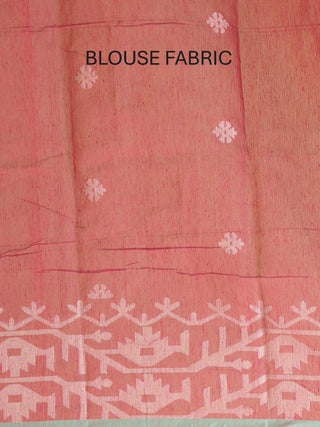 Red-Aqua Blue Dual Tone Bengal Muslin Saree
