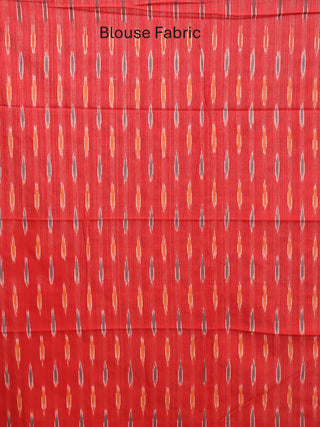 Blue & Red Handwoven Pure Ikkat Cotton Saree