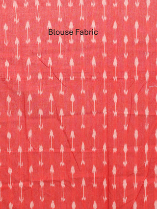 Grey and Red Handwoven Pure Ikkat Cotton Saree