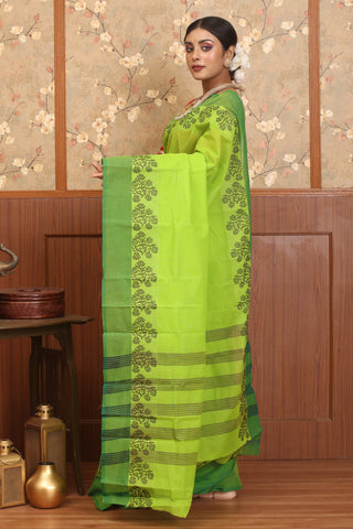 Parrot Green Chettinad Cotton Saree