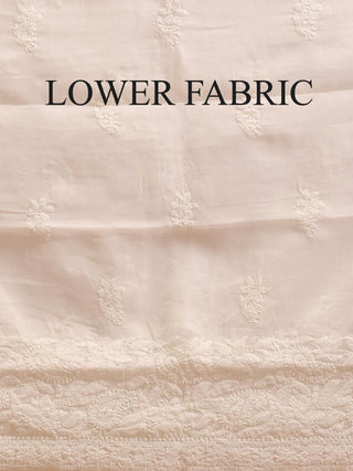 White Pure Voile Cotton Chikankari Embroidered Dress Material
