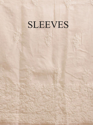 White Pure Voile Cotton Chikankari Embroidered Dress Material