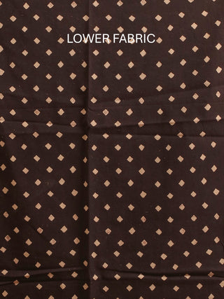 Black Three Piece Pure Cambric Cotton Ajrakh Dress Material Featuring A Panel Design