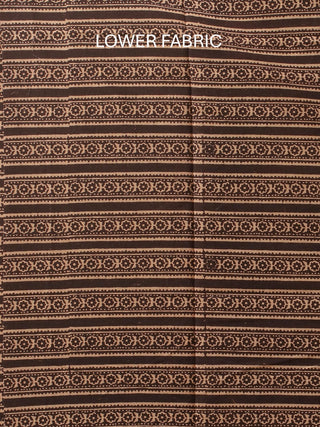 Black Three Piece Pure Cambric Cotton Ajrakh Dress Material Featuring A Panel Design