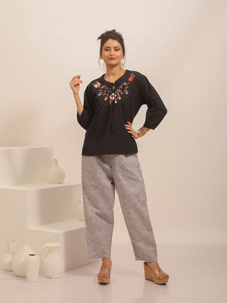 Grey Relaxed Fit Pure Cotton Pants