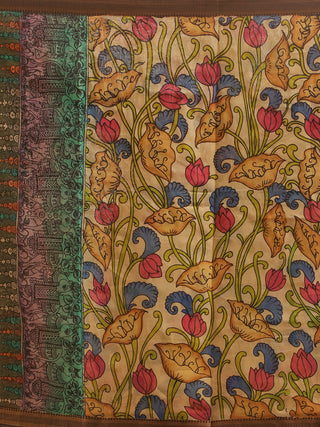 Lotus Vine Beige Kalamkari Dupatta