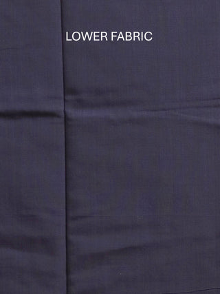 Navy Blue Pure Handloom Cotton Three-Piece Dress Material With Multicolour Jamdani Weaves